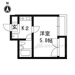 RX吉祥院 1Kの間取図画像