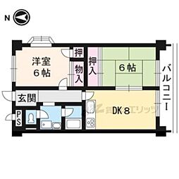 ルシエール川豊 2DKの間取図画像
