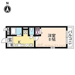 パレス卯兵衛 1Kの間取図画像