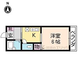 衣笠ハイツ 1Kの間取図画像
