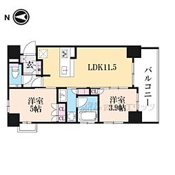 シエリア京都鴨川二条ザ・テラス 2LDKの間取図画像