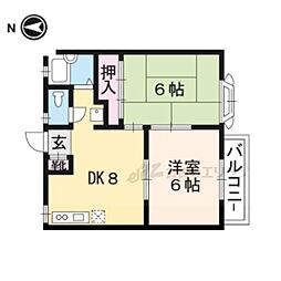 嵐山リバーサイド 2DKの間取図画像