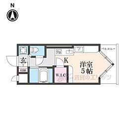 デ・リード御所北 1Kの間取図画像