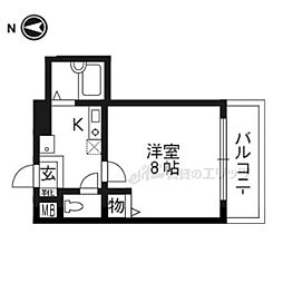 ハウゼ聖護院 1Kの間取図画像