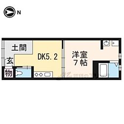 エルベコート東山七条 1DKの間取図画像