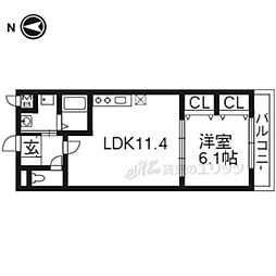 シャルマン 1LDKの間取図画像