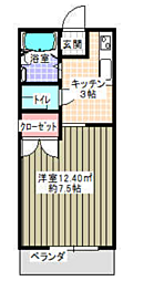 メゾンパークサイドA 1Kの間取図画像