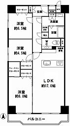 日商岩井阿波座マンション 3LDKの間取図画像