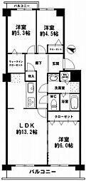 土佐堀ビューハイツ 3LDKの間取図画像