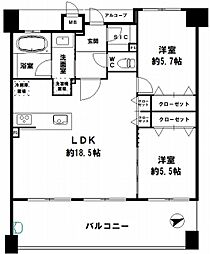エステムコートキャナルサイド 2LDKの間取図画像
