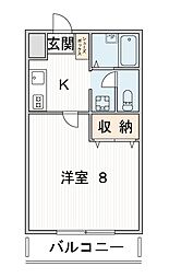 ラ・フィーヌ彩華II 3階1Kの間取り
