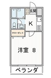 ラ・フィーヌ彩華2 1Kの間取図画像
