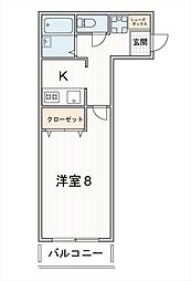 ラ・フィーヌ彩華2 1Kの間取図画像