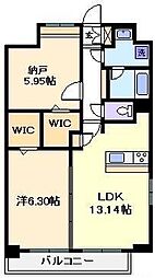ラ・グルナード 10階2LDKの間取り