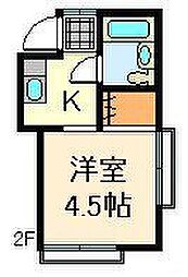 コーポ来島 1Kの間取図画像