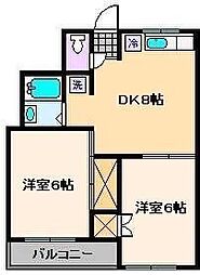 第五タカサハイム 2DKの間取図画像