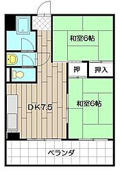 MDIマンション 2DKの間取図画像