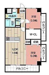 THESQUARE・clubResidence 2LDKの間取図画像