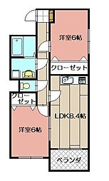 ダイヤモンドライフ 2DKの間取図画像