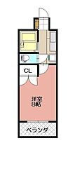 KMマンション八幡駅前3 1Kの間取図画像