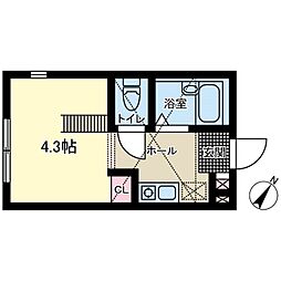 ソレイユ岸谷 ワンルームの間取図画像
