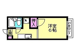 コーポ西原 1Kの間取図画像