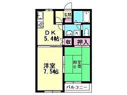 yシティハイツ2 2DKの間取図画像
