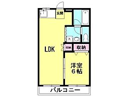 マルエーハイツ元原 1LDKの間取図画像