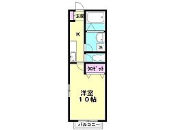 アクアランドマンション2 1Kの間取図画像