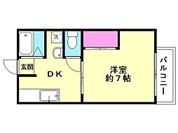 ハイツ城下 1DKの間取図画像