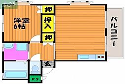 JR山陽本線 岡山駅 徒歩22分の賃貸マンション 3階1LDKの間取り