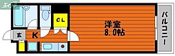 岡山電気軌道東山本線 城下駅 徒歩5分の賃貸マンション 7階1Kの間取り