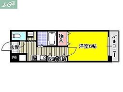 JR山陽本線 岡山駅 徒歩12分の賃貸マンション 5階1Kの間取り
