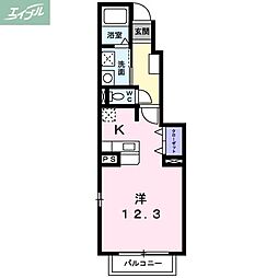 JR津山線 法界院駅 徒歩26分の賃貸アパート 1階ワンルームの間取り