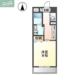 岡山電気軌道清輝橋線 大雲寺前駅 徒歩6分の賃貸マンション 3階1Kの間取り