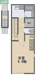 JR津山線 法界院駅 徒歩19分の賃貸アパート 2階ワンルームの間取り