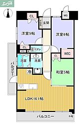 JR山陽本線 岡山駅 徒歩10分の賃貸マンション 8階3LDKの間取り