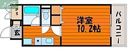 ヴェール国体町 1Kの間取図画像