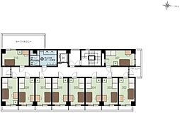 シェアス五反野 3階ワンルームの間取り