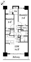 ロイヤルパークス千種 2LDKの間取図画像
