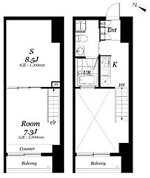 リブシス浦和 1SKの間取図画像