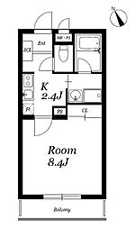 グランメール千本A 1Kの間取図画像