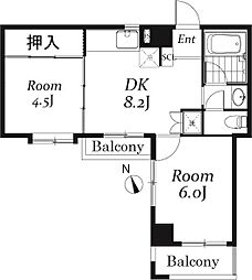 第6メゾンド・ヨシノ 2DKの間取図画像