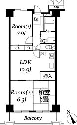フローラ稲毛 3LDKの間取図画像