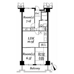 フローラ稲毛 3LDKの間取図画像