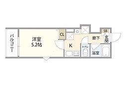グランクオール朝霞 2階1Kの間取り