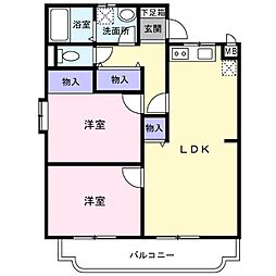 J・Cマンション 2LDKの間取図画像
