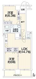 コスモ永山 2LDKの間取図画像