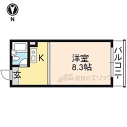 サンウイング桂 ワンルームの間取図画像