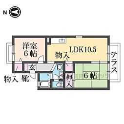 JR東海道・山陽本線 桂川駅 徒歩9分の賃貸アパート 1階2LDKの間取り